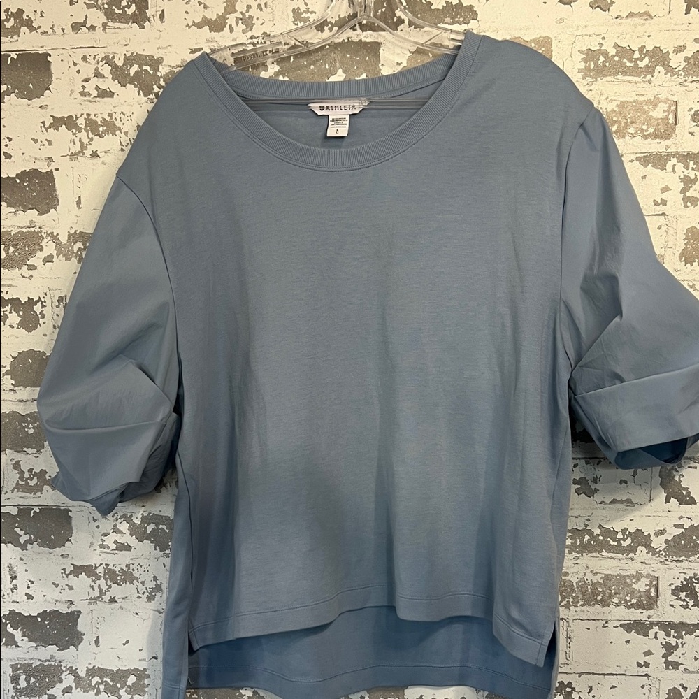 Athleta Dusty Blue Puff-Sleeve Crew Tee